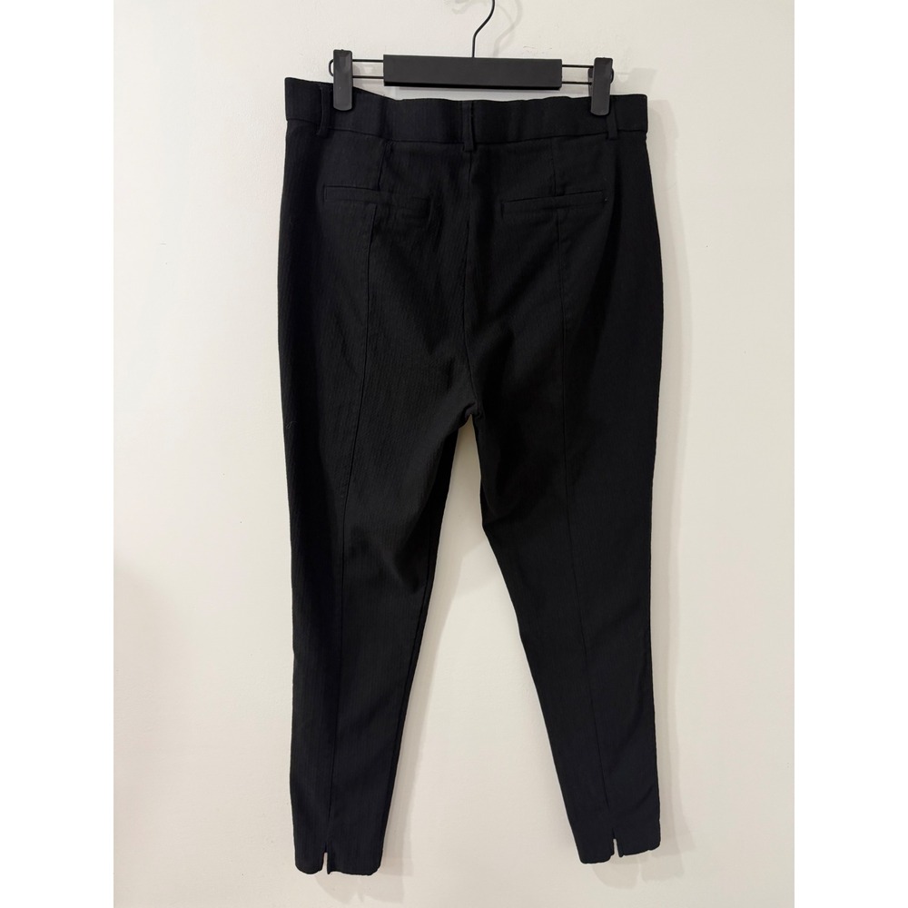 Mario Serrani Italy Black Textured Jacquard Slim Ankle Pants Womens Large L